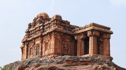 Fototapeta premium Badami Caves and Rock Cut Temples, Karnataka, India – Ancient Chalukya Architecture and Stone Carvings