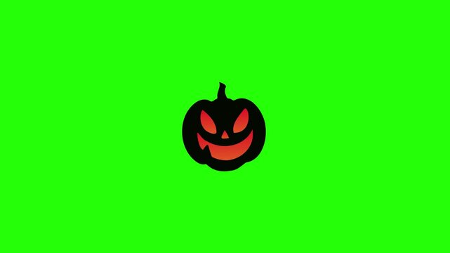 Halloween Animated black silhouette of a smiling pumpkin on a chroma key green screen background