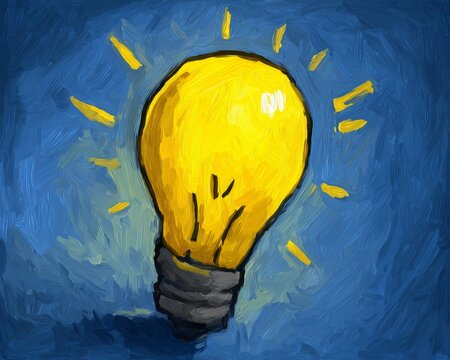 A Minimalist Lightbulb Illustration in Vibrant Colors