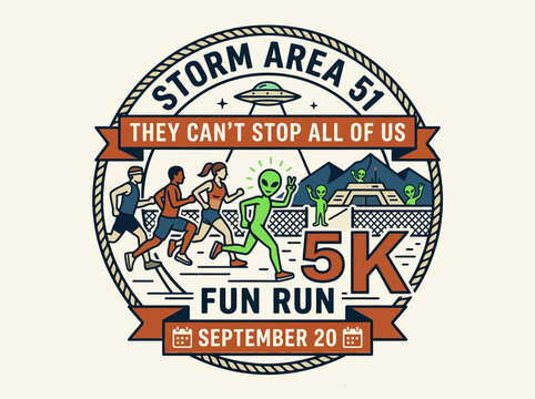 Storm Area 51 Fun Run September 20th Themed Athletic Event Poster Design