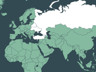 Fototapeta premium Minimalist World Map with Geopolitical Focus on Europe, Russia, and Asia