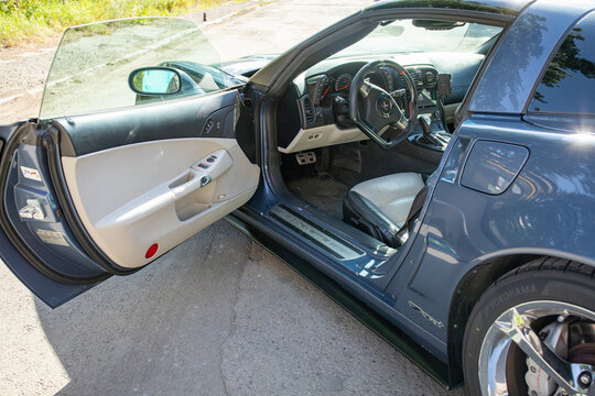 Poland, Stalowa Wola - 14th July, 2026: Corvette C6 Grand Sport. 430 KM 6.2 l ls3 2011 Sonic Blue