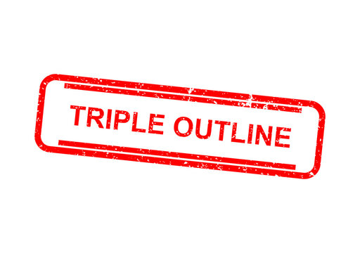 Triple outline red rubber stamp text illustration