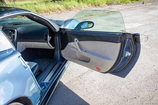 Poland, Stalowa Wola - 14th July, 2026: Corvette C6 Grand Sport. 430 KM 6.2 l ls3 2011 Sonic Blue