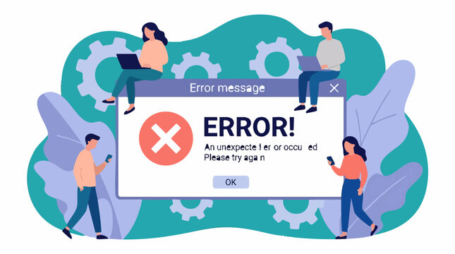 People experiencing technical difficulties with an error message pop-up