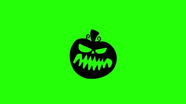 Halloween Animated black silhouette of a smiling pumpkin on a chroma key green screen background