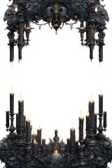 Obraz premium Gothic Black Candle Frame with Skulls and Ornate Dark Elements