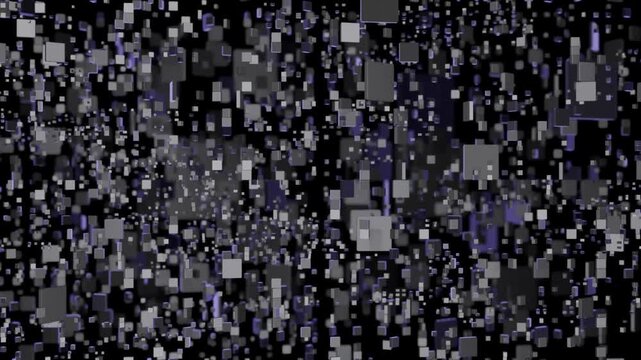 Abstract loop animation of countless silver boxes of various sizes arranged like tiles: 4K