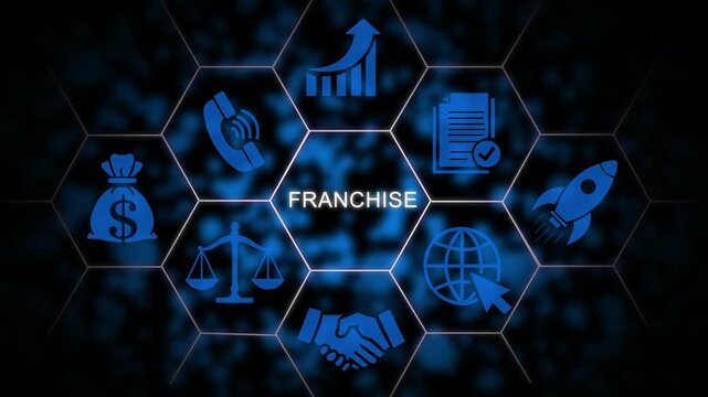 Franchise business concept with digital and network connection technology growth expansion entrepreneurship