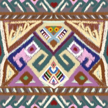 Traditional Lao Hmong silk textile pattern featuring intricate handmade motifs, inspired by nature, flowers, leaves, and cultural ornaments. Rich colors and detailed weaving design represent the herit
