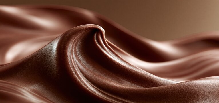 Smooth, flowing chocolate with a rich, creamy texture, creating an elegant and tempting dessert appeal.