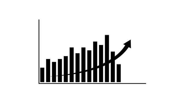 Stock chart increasing over time showing growth progression in three frames financial data