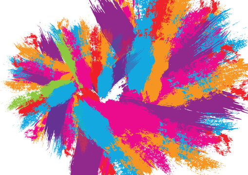 Abstract vector paint color splash background with textured strokes in blue,purple, red,pink, and yellow splatter brush. illustration vector design background