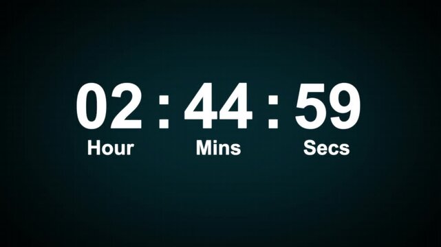 3 hour countdown timer animation. Digital timer countdown animation with alpha channel