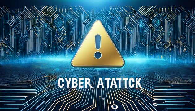 cyber attack threat message on futuristic circuit board background for digital security concept