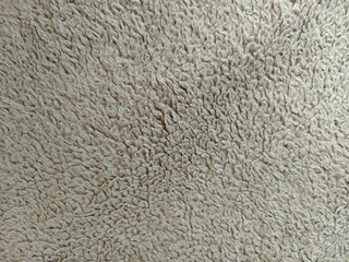 Close up full frame texture of soft beige plush fleece sherpa fabric material. © Vitchapon