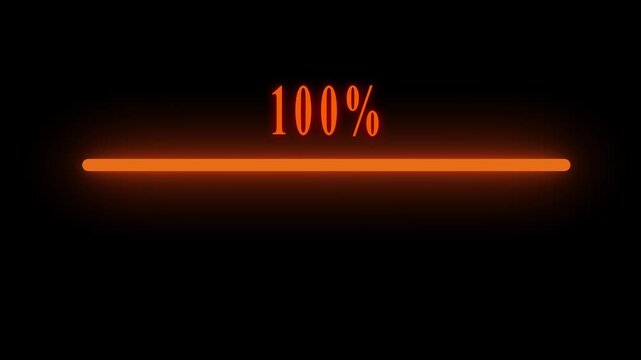 "A futuristic neon loading progress bar animation counting smoothly from 0% to 100%.clean minimal motion graphics, seamless loop, cinematic lighting, ultra realistic, 4K UHD, no logo, no watermark."