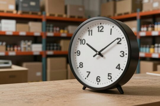 Shipping Cutoff Clock Implied By Warm Evening Warehouse Light In Rea