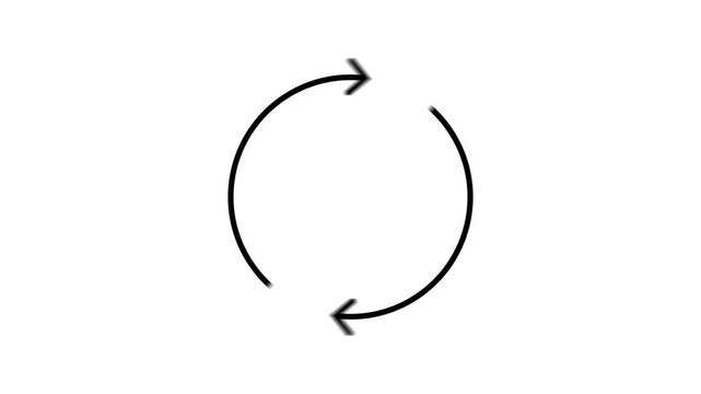 Circular arrow sequence progressing from open loop to closed oval to partial ellipse