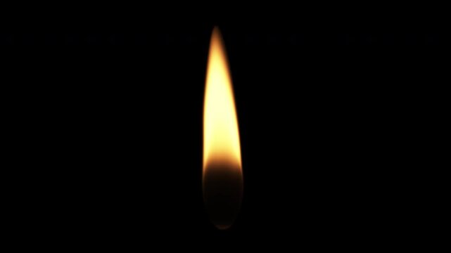 Small candle or matchstick VFX flame burning softly on a transparent background