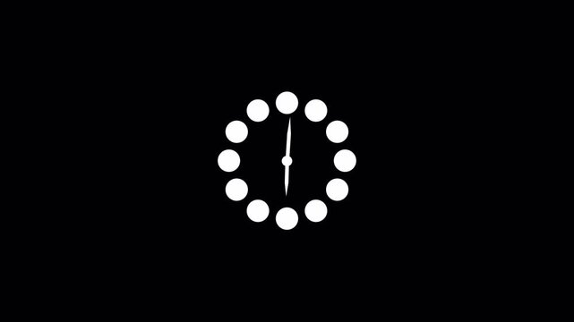 clock icon  4k animation . analog clock timer circle animated. 12 Hours Clock. Clock icon vector animation with clock face. on transparent background with alpha  channel