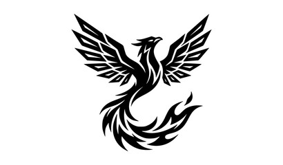 Fototapeta premium Modern Geometric Phoenix Logo with Flying Fire Bird Icon Vector Design