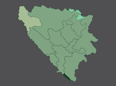 Bosnia and Herzegovina Administrative Map with Regional Borders