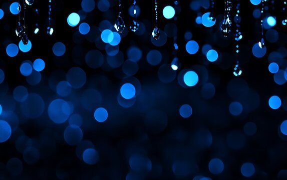 Water droplets on dark background with bokeh