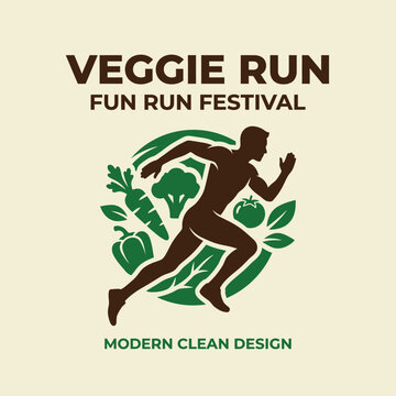 Healthy Veggie Run Fun Festival Modern Logo Design
