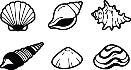 Shell collection line art vector icons of sea shells set for design © Royal Ability