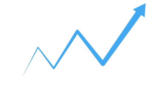 Zigzag arrow rising growth progress and upward trend animation, Rising simple arrow growth animated