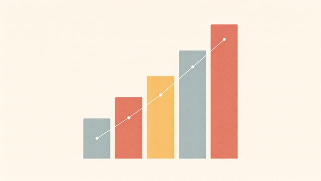 A colorful bar chart showing a steady upward trend in business growth performance metrics on a clean light background