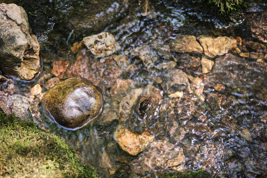 Agua corriente circulando por un r&iacute;o de Asturias