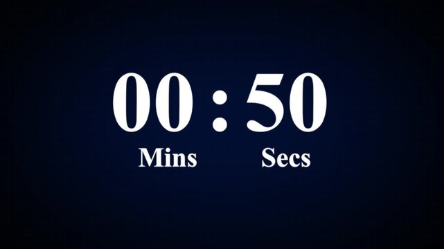 Minimal countdown timer animation from 55 to 0 seconds. 60 seconds countdown, Modern flat design with animation. High quality 4K video.