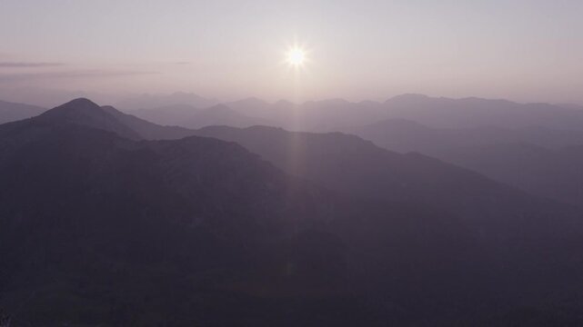 Sunset over beautiful mountain panorama in the Alps. Achenkirch, Austria