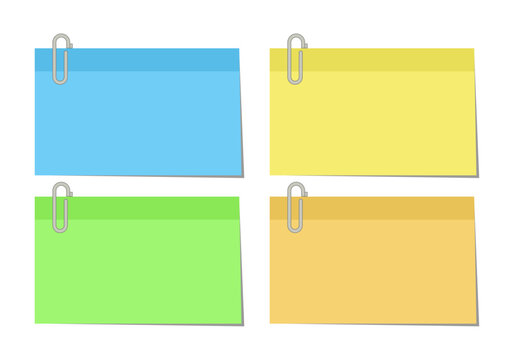 Notas adhesivas de colores con clips met&aacute;licos