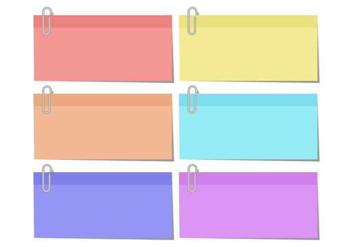 Notas adhesivas rectangulares de colores con clips met&aacute;licos