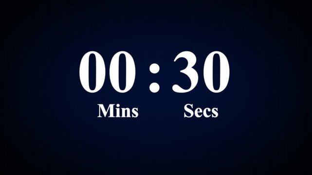 Minimal countdown timer animation from 35 to 0 seconds. 60 seconds countdown, Modern flat design with animation. High quality 4K video.