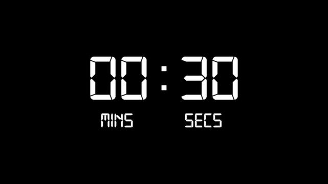 Minimal countdown timer animation from 35 to 0 seconds. 60 seconds countdown, Modern flat design with animation. High quality 4K video.