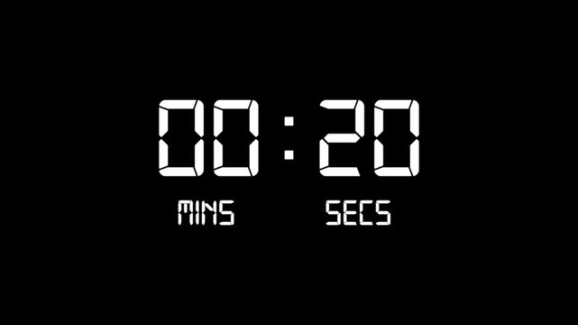 Minimal countdown timer animation from 25 to 0 seconds. 60 seconds countdown, Modern flat design with animation. High quality 4K video.