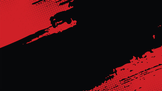 A black brushstroke in a diagonal direction on a red background.