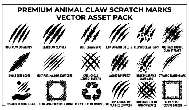 Wild animal claw marks vector collection