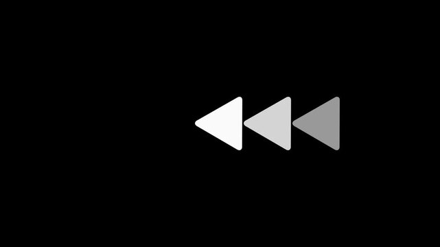 Reverse arrow icon progression across three frames on black background
