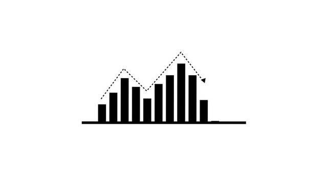 Line growing into bar graph with trendline over white background