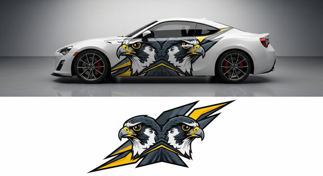 Eagle Head Graphic Decal Design for Car Side Wrap.