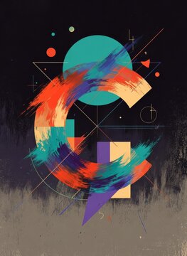 Illustrazione d'arte astratta e vibrante della lettera C con forme geometriche