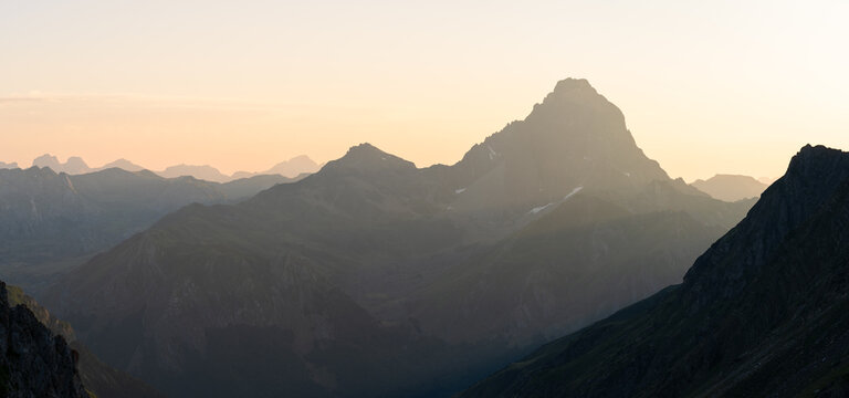 View on the famous Petit Pic du Midi d'Ossau, in the French Pyrenees, during the HRP trekking.