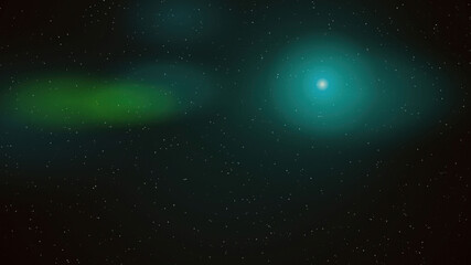 Fototapeta premium Green comet streaking through starry space background isolated on white background