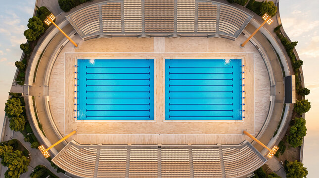 Aerial View Olympic Swimming Pool Facility