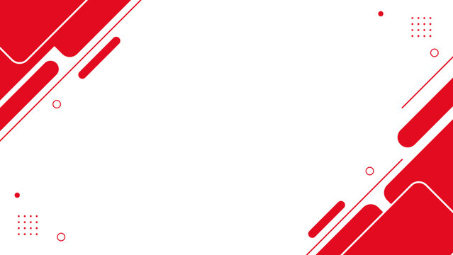 Red geometric shapes frame clean white space. Minimalist design feels modern and bold. Perfect for digital ads or brand backgrounds. Visual cues suggest motion and direction